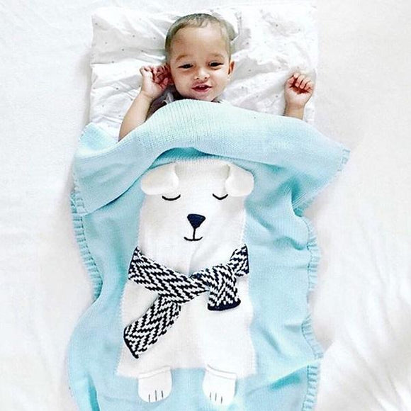Room Decor - Knit Baby Blanket with Bear Ears