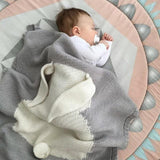 Knit Baby Blanket with Bunny Ears