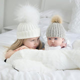 Mommy & Baby Matching Pom Pom Hats Set