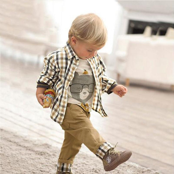 Boys - Casual Outfit with Plaid Shirt and Jeans for Boys