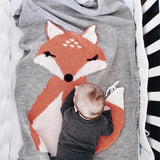 Knit Baby Blanket with Fox Tail