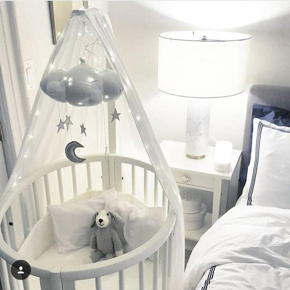 Room Decor - Baby Mobile with Cotton Cloud, Moon and Stars