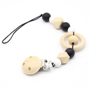 Accessories - Pacifier Clip with Silicone and Wood Beads