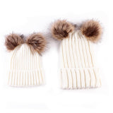 Mommy & Baby Matching Pom Pom Hats Set