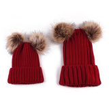 Mommy & Baby Matching Pom Pom Hats Set