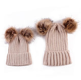 Mommy & Baby Matching Pom Pom Hats Set