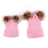 Mommy & Baby Matching Pom Pom Hats Set