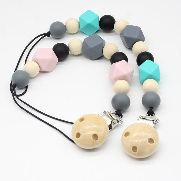 Accessories - Silicone and Wood Pacifier Clip