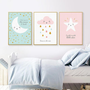 Room Decor - "Gold Stars and Rain" Prints